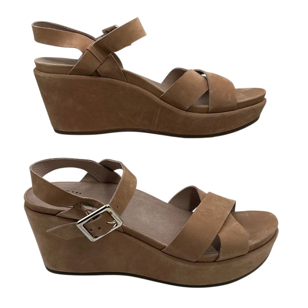 ABEO Hana Tan Wedge Comfort Sandals Sz 9N 3” Arch Support Neutral BIO System
